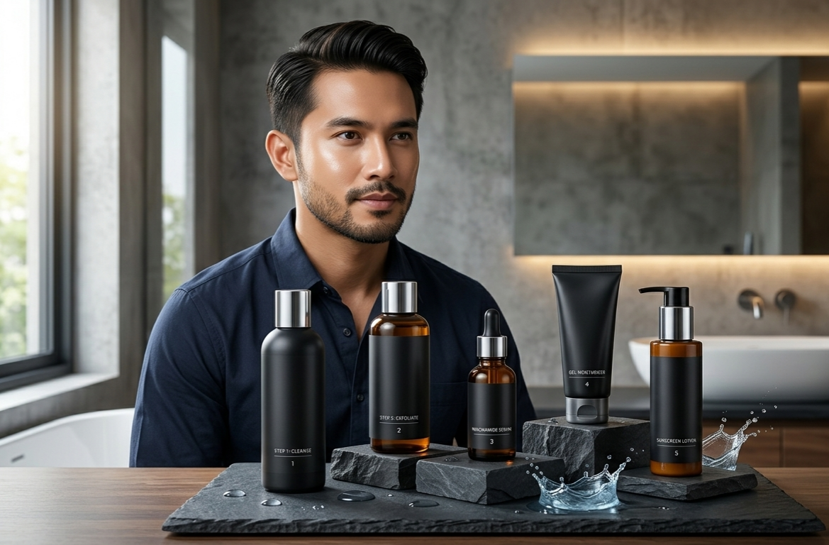 Langkah skincare pria untuk mengecilkan pori-pori wajah.