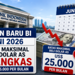 Aturan baru BI Juni 2026 mengenai batas maksimal pembelian Dolar AS yang dipangkas menjadi US$ 25.000 per bulan.