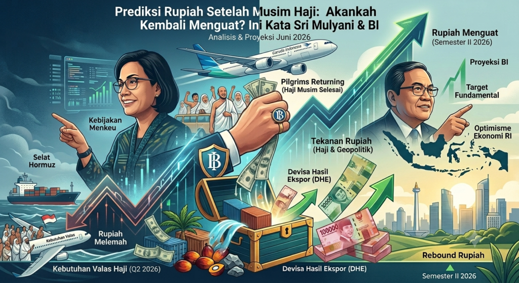 Grafik prediksi nilai tukar rupiah menguat setelah musim haji Juni 2026 menurut BI