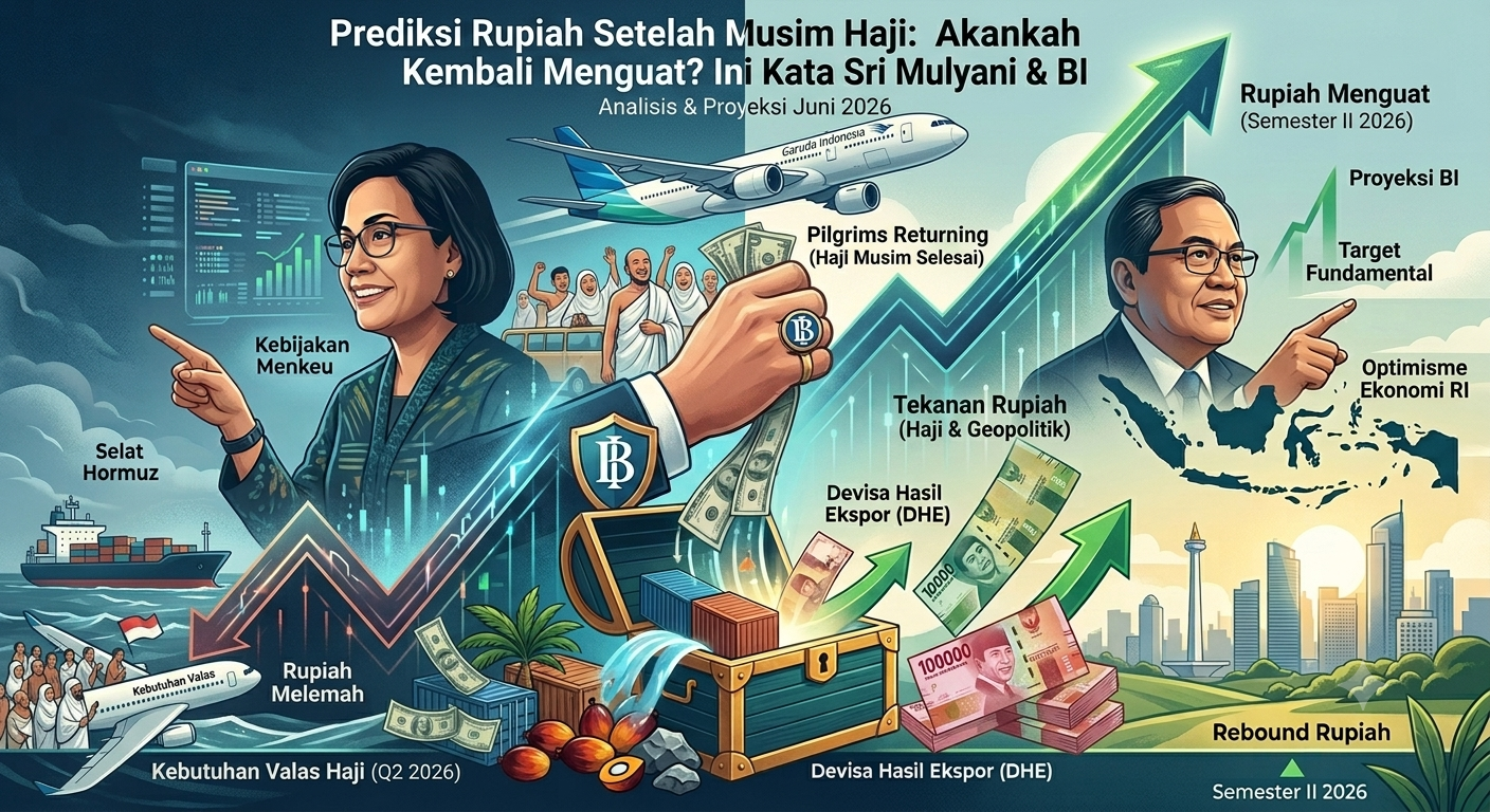 Grafik prediksi nilai tukar rupiah menguat setelah musim haji Juni 2026 menurut BI