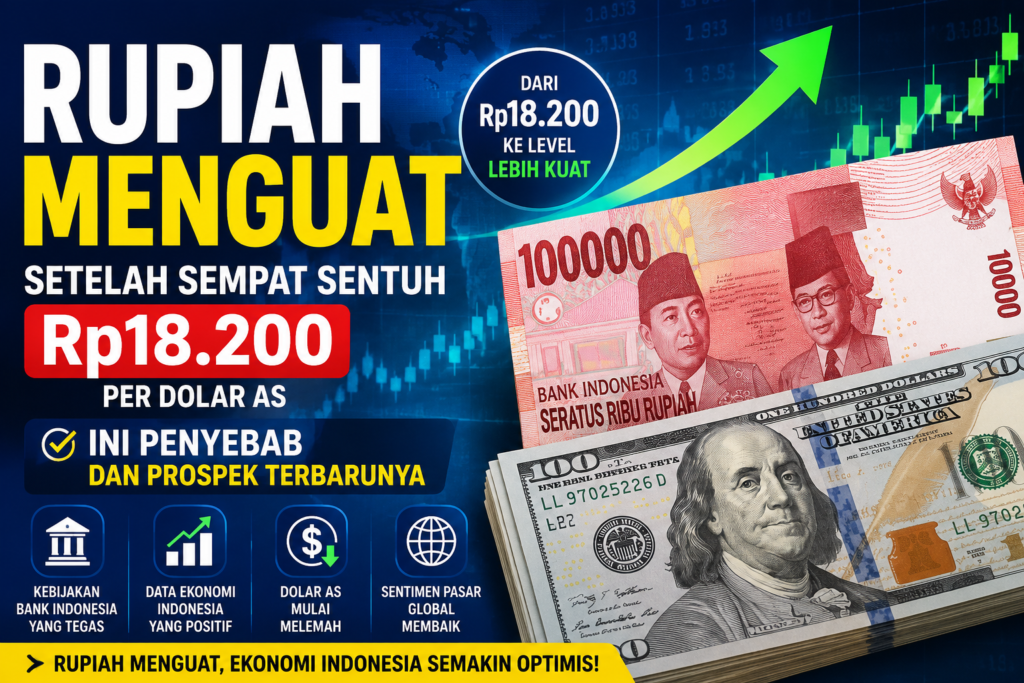 Rupiah menguat setelah sempat menyentuh Rp18.200 per dolar AS didorong sentimen positif ekonomi Indonesia dan pelemahan dolar AS global.