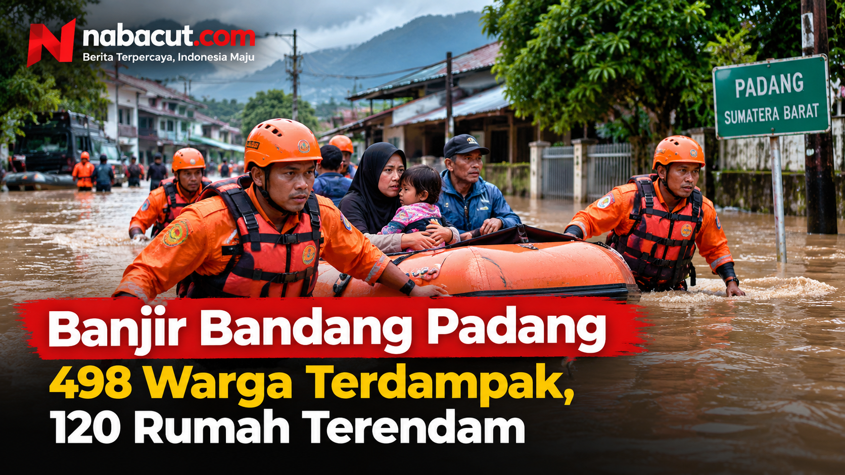 Banjir bandang merendam permukiman warga di Kota Padang, Sumatera Barat